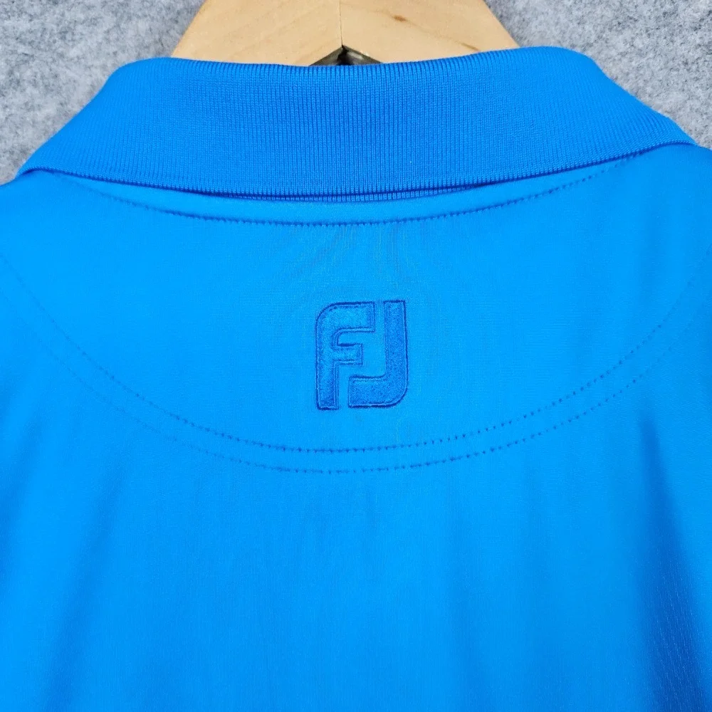 FootJoy Men's‎ Blue Golf Polo Shirt Size M Polyester/Spandex Embroidered PINHOLE